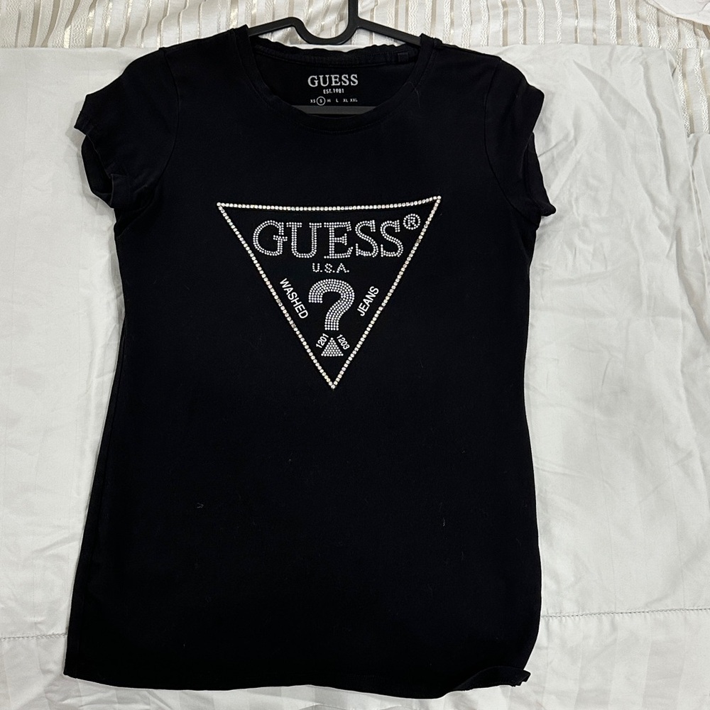 Guess Black Tee with Iconic Triangle Logo